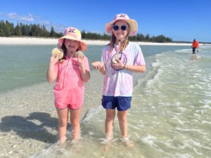 Seeing dolphins and shelling for sand dollars are the kids favorite thing to do on vacation