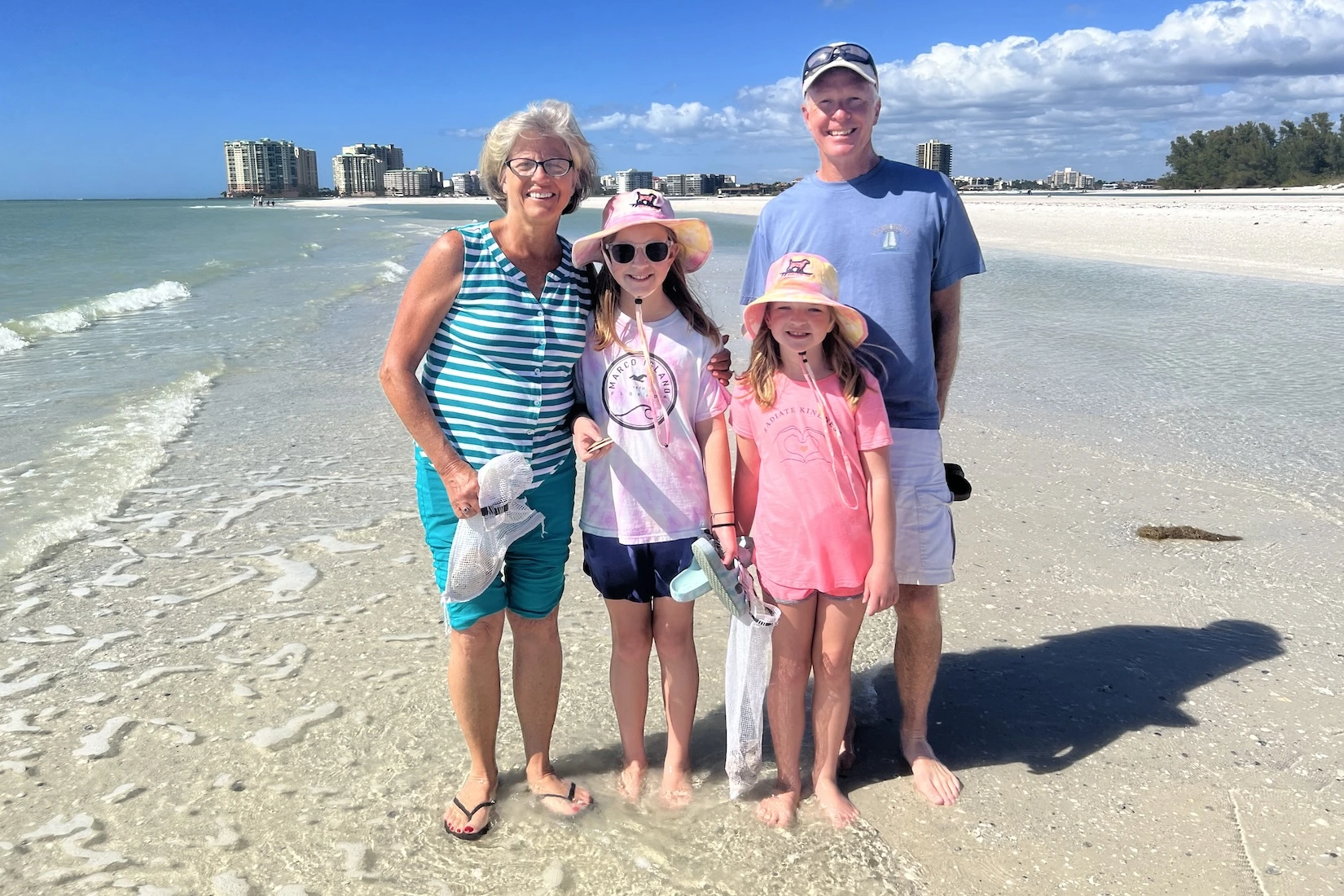 Shelling with the grandkids at the Caxambas Pass sandbars near Dickmans