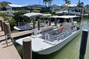 Florida Island Tours boats Salty Lady ii and Beach Girl in their slips across the street from Stans