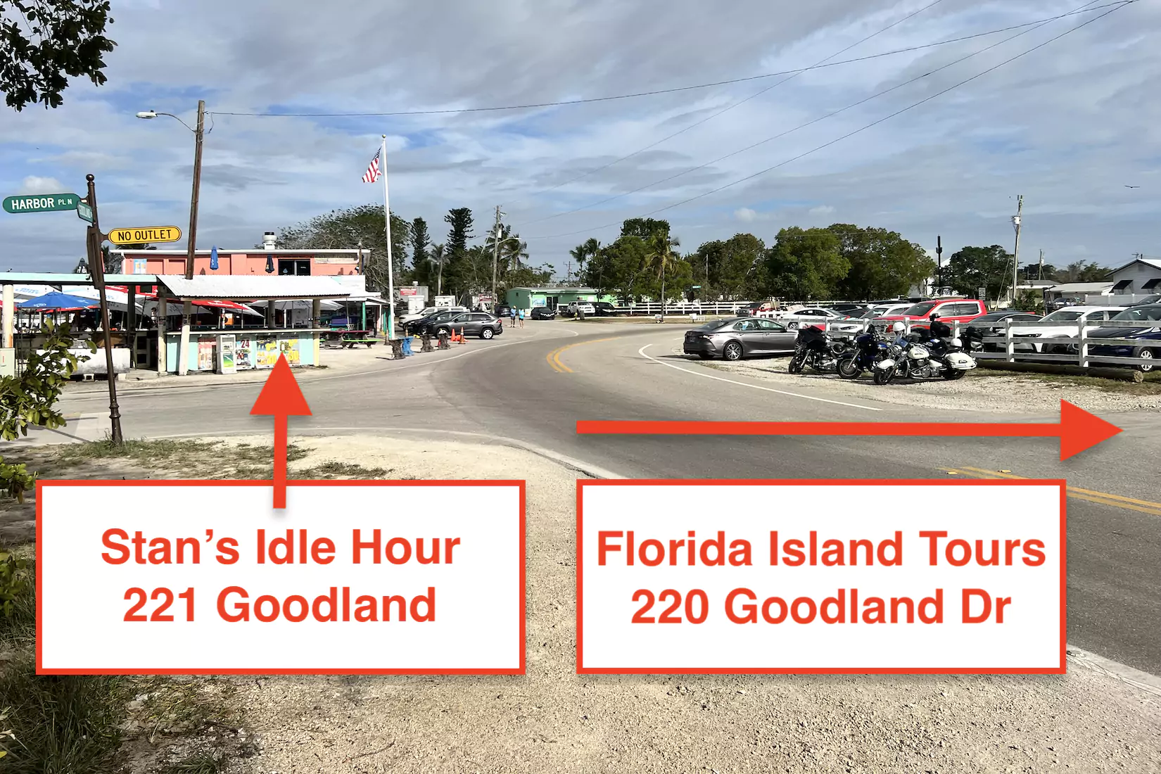 Florida Island Tours is located across the street from Stan's Idle Hour Seafood Restaurant