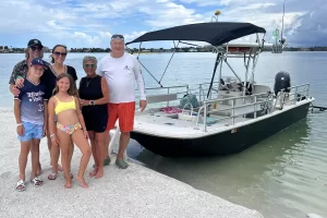 Family fun on the shelling boat