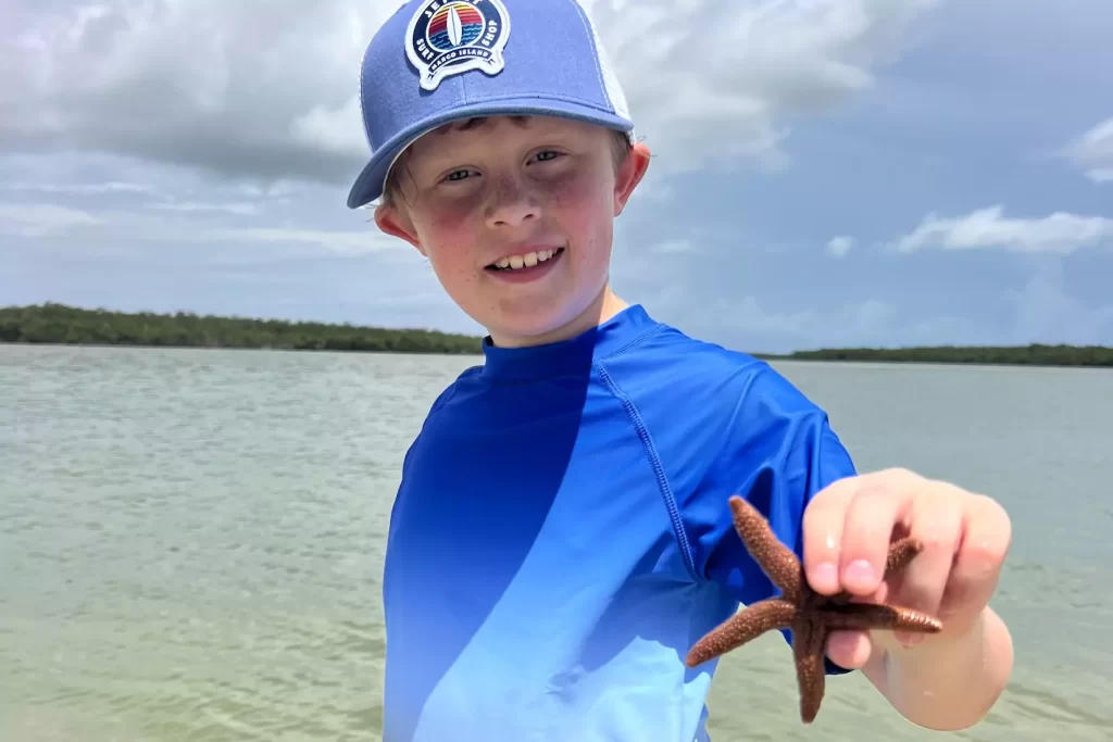 Find starfish in the shallow calm waters on shell tours Marco Island