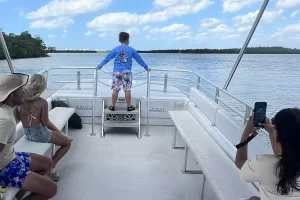 fun on the boat ride to shell island
